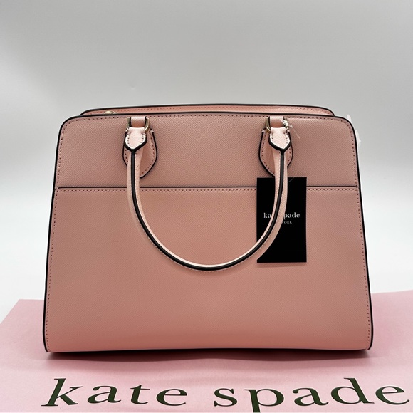 Kate Spade Madison Printed Medium Satchel Bag Conch Pink - Picture 5 of 13